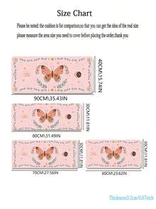 粉色鼠标垫桌垫，蝴蝶图案鼠标垫桌垫，长款鼠标垫游戏鼠标垫，防滑橡胶底座，缝边设计 - 适用于办公电脑键盘笔记本电脑 - 查看 10