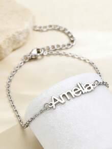 Vòng chân khắc tên theo yêu cầu dành cho nữ, trang sức phong cách Bohemian cá nhân hóa, mặt dây chuyền hình vương miện và chữ cái bằng thép không gỉ mạ vàng, quà tặng cho bạn gái/vợ. - Bạc - Xem 5