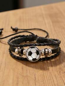 Set de 2 piezas Reloj digital LED con diseño de fútbol a la moda y pulsera a juego con diseño de fútbol, muestra fecha y hora, adecuado como regalo para vacaciones, cumpleaños o regreso a clases - Multicolor - Ver 5