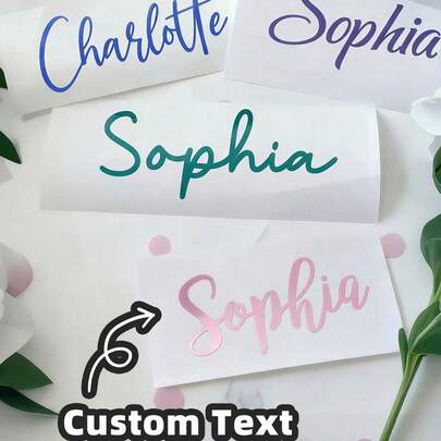1-8pcs Customized Name Labels Stickers, Personalized Stickers, Name Stickers, Date Stickers, DIY Gifts, Handwritten Font Stickers, Wedding Stickers, Customized Glitter Name Stickers, Gift Stickers, Customized Holographic Name Stickers. Suitable For Glass Cups, Mugs, Rolls, Balloons, Water Bottles, Etc.