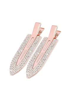 2pcs/4pcs Seamless Hair Clips, Rhinestone Non-Slip Flat Styling Clips, Shiny Metal Curling Clips, Bangs Invisible Styling Clips, Makeup Hair Clips, Women & Girls Hair Accessories, Silver, Gold, Black, Hair Clips - Multicolor - View 9