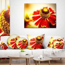 Designart Beautiful Yellow Background' Flower Throw Cushion Pillow Cover for Living Room Sofa 16 in. x 16 in - Amarillo - Ver 3