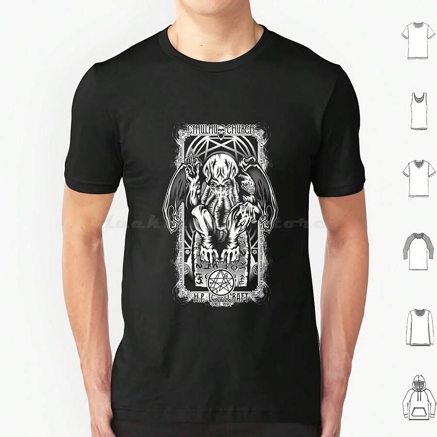 Of Cthulhu Black T Shirt Big Size 100% Cotton Cthon Cthulhu Rlyeh Howard Philip Ktulu Green Tentacle Primigens - 款式 - 查看 1
