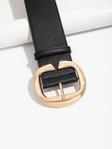 1pc Maillard Wide Y2K Belt, Waist Cinching Design, Pairs Well With Skirts, Chic American Aesthetic - Black - View 3