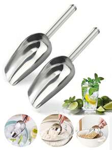1pc Multifunctional Stainless Steel Ice Scoop, Provides 3 Sizes, Designed Thick And Durable, Easy To Clean. Suitable For Ice Cubes, Grains, Coffee, Flour, Food, Tea Leaves, Popcorn, Sugar, Nuts, Rice And More. Applicable For Ladle, Cocktail Ice Scoop, Reusable Ice Scoop, Stainless Steel Ice Bucket Scoop - Multicolor - View 3