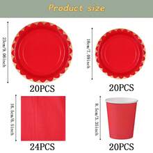 Red & Gold Rim Disposable Tableware Set, 7/9 Inch Party Plates, Disposable Paper Plates & Cups Suitable For Festivals, Weddings, Engagements, Birthdays, Parties, Celebrations - Multicolor - View 14