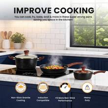 Sour Lemon 8pcs Cookware Sets Non Stick, Dark Grey Saucepan Set Non Stick With Frying Pans, Cookware Set Ceramic Pot And Pans, Granite Cooking Sets Pot And Pans For Induction Cooker And All Types Of Cookers - View 5