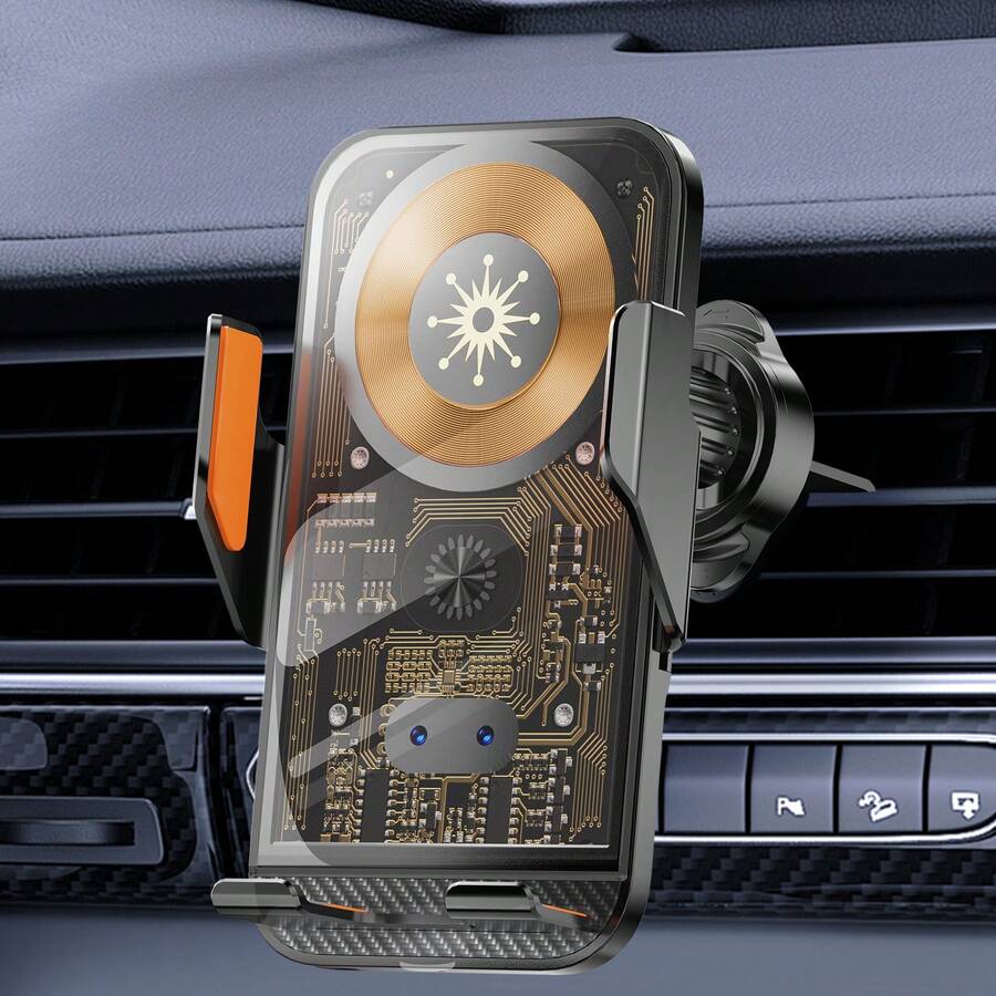 REMAX 15W无线车载充电器；自动夹紧；360°旋转；稳定防抖；中控台手机支架；通用导航支架；兼容iOS/安卓系统；汽车配件