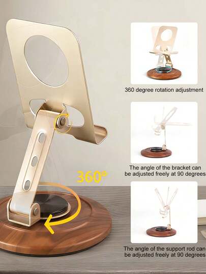 3/1 Stück 360° drehbarer Schwerlast-Metall-Handy/Tablet-Ständer mit 10kg Tragkraft, faltbares Design, 90° verstellbar, Cut Out Details, 90mm Basis, minimalistischer Technik-Stil geeignet für Büro/Küche/Outdoor