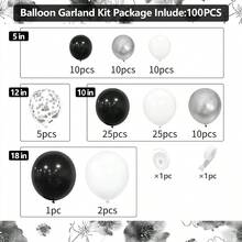 Black White Silver Balloons Arch Kit, 110Pcs Black White Metallic Silver Confetti Balloon Garland Women Engagement Anniversary Graduation Wedding Valentine Bachelor Birthday Supplies - Multicolor - View 5