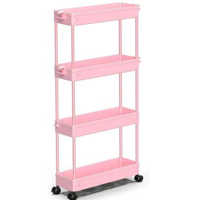 SPACEKEEPER Slim Rolling Storage Cart, 4 Tier Bathroom Storage Organizer Laundry Room Utility Cart Mobile Shelving Unit, Multi-Purpose For Kitchen Office Bathroom Laundry Narrow Places