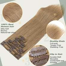 Hair Clip In Hair Extensions Straight Human Hair 27 Honey Blonde 8Pcs 110g Clip In Extensions 100% Brazilian Remy Clip In Hair Extensions Real Human Hair Extensions Clip For Women 24inch - S27 - 查看 4