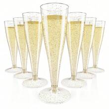 10/25/50 PCS Clear Gold Dust Bubble Cups, [Reusable] 4.5 Oz Clear Party Glasses, Perfect For Parties, Weddings And Large Celebrations. - View 1