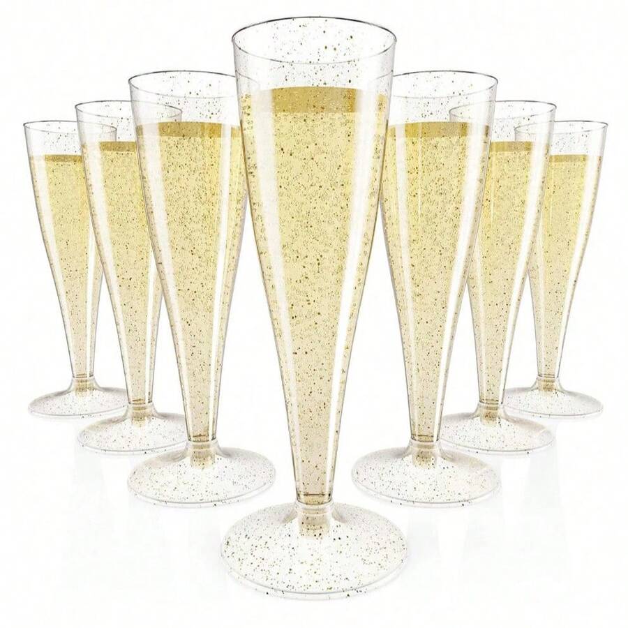 10/25/50 PCS Clear Gold Dust Bubble Cups, [Reusable] 4.5 Oz Clear Party Glasses, Perfect For Parties, Weddings And Large Celebrations. - View 1