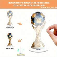 2D Rotating Acrylic Trophy - Gold Football Design, Blue & Gold Inlay, 360° Rotating Base, No Power Needed - Shiny Award For Football Fans, Sports Events, Room Decor And Fan Gifts (Classic Style) - 1PC - View 7