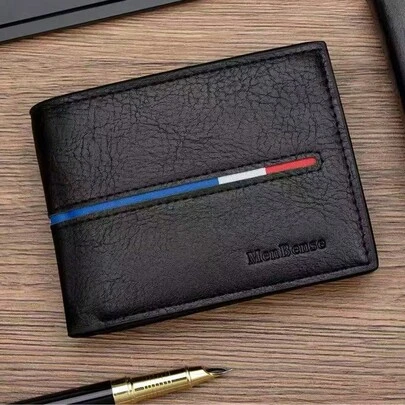 1pc Men's Short Wallet, With Multiple Card Slots, Fashionable And High-End Card And ID Storage Area, New Men's Short Wallet, Slim Wallet With Large Capacity, Horizontal Design, Suitable For Teachers, Men's Gifts, Business Youth Wallets, Multi-Card Slots, Ultra-Thin And Portable, White Collar Design, Suitable For Male College Students, Office Workers, Business People, Commuters, Office And Other Occasions.