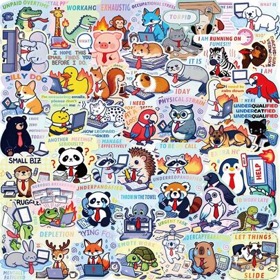 105 miếng dán graffiti hoạt hình Ganadi, dùng trang trí tủ lạnh, ván trượt, tự làm nhãn dán cá nhân hóa.