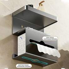 1 cái giá đựng giấy vệ sinh đa năng không cần khoan, có thể dùng làm giá đựng giấy vệ sinh, giá đỡ điện thoại, hộp đựng giấy vệ sinh treo tường. - Nhiều màu - Xem 5