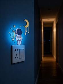 1 件装夜光宇航员墙贴，发光宇航员搭配月亮和星星墙贴，可移除防水墙面装饰，适用于卧室、灯开关、笔记本电脑、冰箱和家居装饰 - 多色 - 查看 4