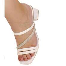 Women's Matte And Shiny Strappy Heel Sandal With Comfort Insole - 白色 - 查看 6