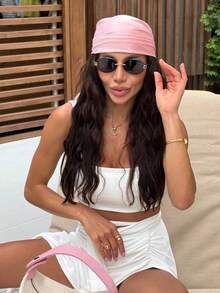 1 Peça Lenço de Cabeça Bandana Casual Feminino de Cor Sólida 90*90cm Primavera 2026, Acessório de Cabelo Minimalista para Primavera/Verão, Adequado para Férias, Festa na Praia e Moda de Rua, Feriado - Rosa chiclete - Visão 6
