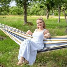 1 chiếc võng sọc cầu vồng chịu lực cao 450LBS, thiết kế tiện dụng, dễ mang theo, khả năng chịu tải cao, thích hợp cho vườn, sân sau, bãi cỏ, bãi biển, cắm trại và du lịch, vật dụng cần thiết cho kỳ nghỉ, đồ dùng cắm trại, bao gồm túi đựng. - A - Xem 8