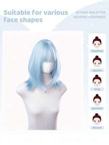 Tóc giả tổng hợp dài 16 inch với kiểu tóc thẳng tự nhiên, màu xanh nhạt tuyệt đẹp. Được thiết kế có mái, tóc giả này được làm từ sợi chịu nhiệt để đảm bảo độ bền. Bộ tóc giả này hoàn hảo để sử dụng hàng ngày, mang lại vẻ ngoài tự nhiên và chân thực. - Màu xanh nhạt - Xem 2