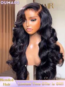 13x6 13x4蕾丝前假发，真人混纺发丝，预先拔毛，自然波浪，高清透明蕾丝前假发，200密度，无胶假发，带婴儿发，女士自然黑，即戴即走，无胶假发 - 自然色&黑色系 - 查看 2