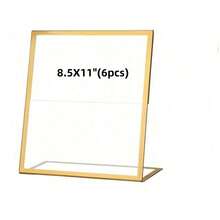 6 chiếc giá đỡ biển hiệu bằng acrylic, hình chữ L, kích thước 5 x 7 inch, màu vàng kim, dùng để trưng bày tờ rơi/thực đơn/ảnh bằng nhựa trong suốt, thích hợp cho khách sạn, văn phòng, nhà hàng. - Vàng L - Xem 11