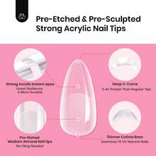 Beetles Tipex Lite Pre-Built Apex Nail Tips Kit, Stiletto Medium, With Tipex Nail Glue,  All-In-One Gel Nail Kit - Almond Medium 224 Pcs(Tipex Nail Kit) - View 7