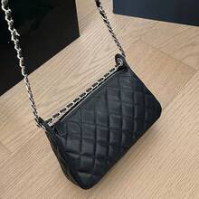 2026 New Fashion Elephant Style Mahjong Bag With Silver Chain, Rhinestone Clasp, Diamond Mesh Chain, Crossbody Single Shoulder Underarm Bag - 黑色 - 查看 2