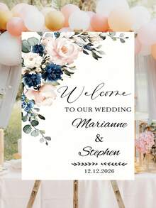 Customized Wedding Welcome Poster - Vertical Decorative Poster Suitable For Weddings, Birthdays, Corporate Events, Can Add Names/Text, Desktop Entrance Decor, No Stand Included, Multiple Sizes Available - Multicolor - View 8