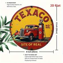 2D Flat, 1 Piece Vintage Texaco Gas Station Sign Wooden Wall Decor - 7.8x7.8 Inch Retro 2D Flat Print With Red Car And Pump Design, Classic American Style, Suitable For Home, Farmhouse, Garage, Bar, Cafe - No Electricity Needed, Easy To Hang, Garage Decor, Nostalgic Design, Durable Decoration, 2D Flat - Multicolor - View 5