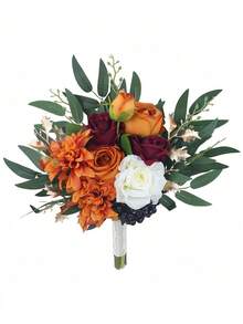 Artificial Rose Flower Wedding Bouquet, Spring Autumn Wedding Decor, Bride Bouquet, Bridesmaid Bouquet ,Photo Props ,Wedding Ceremony, Proposal, Wedding Corsage, Silk Rose Flower Bouquet, Wedding Bridal Shower Party, Office & Home Decoration,Summer,Beach - Multicolor - View 10