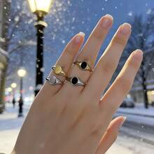 1枚不锈钢椭圆形开口戒指，精致时尚，简约INS风，适合日常休闲佩戴，防水、不褪色、低致敏性、耐磨，适合所有女性。 - 橢圓形小尾戒 - 查看 6