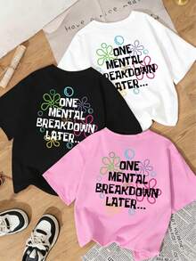 SpongeBob SquarePants Women's short-sleeved round neck loose-fitting cotton comfortable T-shirt top, pink and white shirt, cartoon collaboration print Squidward print top, cute and playful, suitable for parent-child activities, ummer, d. women's wear, women's short-sleeved shirt, women's round neck short-sleeved T-shirt - 黑+白+粉 - 查看 1