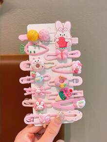 14pcs/Set Acrylic Cartoon Duck Clip Hairpins, Cute Character Hair Clips Suitable For Daily Use - Multicolor - View 10