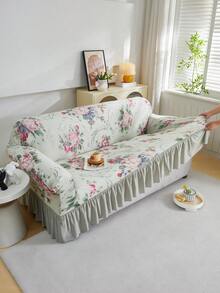 1件牛奶丝面料防滑弹力装饰沙发裙（适合母亲节/婚礼季）花卉印花，柔软清新的彩色大花朵图案，多功能宠物友好型沙发套，4种尺寸可选，1/2/3/4座，四季皆宜 - 彩色 - 查看 10