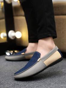 Two-Tone Blue And Orange Slip-On Loafers, Niche Design Vibe, Instantly Elevates Your Look For Commute Or Date - Royal Blue - View 7
