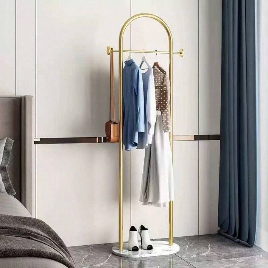 1 pieza Perchero de ropa independiente de mármol, perchero colgante sencillo para dormitorio, perchero de almacenamiento montado que ahorra espacio, fácil de montar para un armario ordenado - Multicolor - Ver 1
