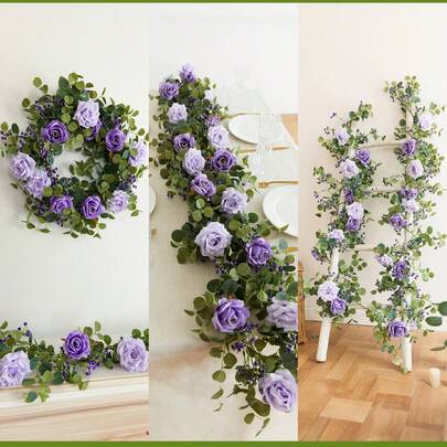 1pc 190cm Purple Silk Jasmine Vine Decor, Suitable For Home Decor, Wedding Decor, Tabletop Centerpiece, Party Decor, Holiday Decor