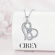CIREY 1 chiếc vòng cổ hình trái tim đính đá Zirconia, kiểu dáng sang trọng và giản dị, mang phong cách Châu Âu và Mỹ, phù hợp làm quà tặng. - Nhiều màu - Xem 2