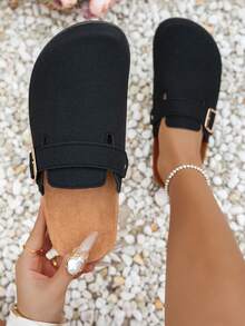 Dép lê đế dày unisex, dép xỏ ngón, dép đi trong nhà thông thường - màu đen - Xem 2