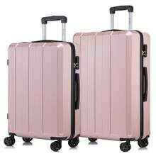 YONSLY 2‑Piece Suitcase Set 24/28 Inches With 4 Wheels 360° Combination Lock Mesh Pocket Soft Rubber Handle Lightweight Shockproof Hard Shell Suitcase - 玫瑰金 - 查看 9