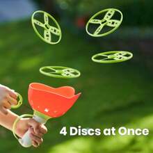 Flying Disc Launcher Toy 2 Packs Manual Capture Catching Disk Game Outdoor Toys for Ages 4-8 Outside Yard and Lawn Family Games for Toddlers 3-5 Birthday Gifts for Girls and Boys - como en la foto - Ver 6
