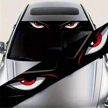 1pc Anime-Inspired Car Windshield Sticker - Scratch-Resistant Vinyl Decal With Red & Black Character Design, Self-Adhesive For All Car Models, Durable & Easy To Apply, Perfect For Anime Fans & Car Enthusiasts, Anime Car Accessories, Vehicle Customization, Bold Graphic Design, High Quality Print - 1pcs - View 1