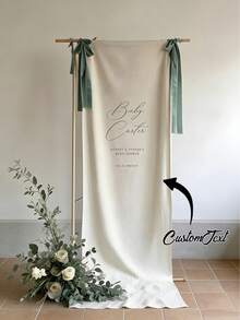 Personalized Wedding Welcome Sign, Customized Minimalist Welcome Banner, Banner With Bow Ribbon Set, Fabric Wedding Welcome Flag, Boho Wedding, Bridal Shower Sign, Custom Linen Wedding Decor, Ideal Gift For Him, Ideal Gift For Her, Baby Shower Gift - Multicolor - View 4