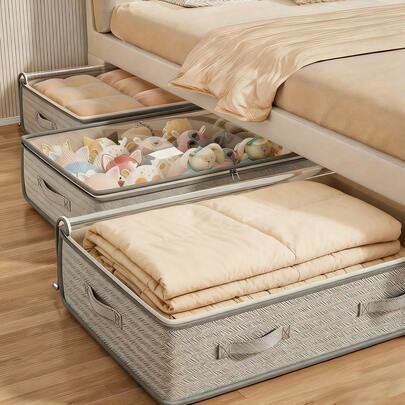 1pc Foldable Under-Bed Storage Cabinet, Multi-Function Under-Bed Storage Bag, Suitable For Storing Blankets, Skirts, Quilts, Pillows, Clothes, Space-Saving, Suitable For Labor Day Promotion, Under-Bed Storage