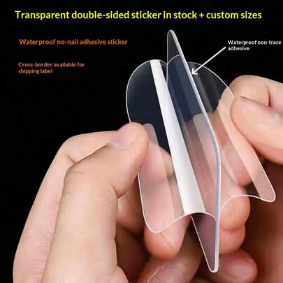 40/60/80 Micron Transparent PET Double-Sided Adhesive Tape, 6x6cm Square High Viscosity Residue-Free, 50pcs/Pack, Waterproof, Heat-Resistant, Strong Bonding, Suitable For Home, Office, DIY, Wall Hooks, Photo Decoration