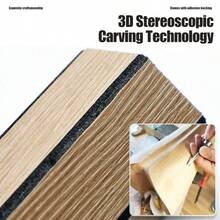 1卷3D立体压纹自粘凹槽网格墙板，118英寸 x 15.7英寸 - 厚实耐用，即撕即贴，易于清洁，木纹乙烯基壁纸，适用于室内家居装饰、厨房、浴室、客厅、卧室墙面翻新 - 格柵卷 - 查看 6